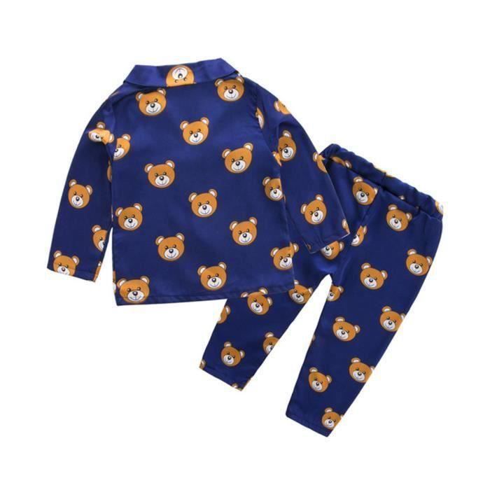Pijama infantil - FUNMOON - Conjunto de camiseta y pantalón corto - Azul marino - Niño - Diseño de dibujos animados