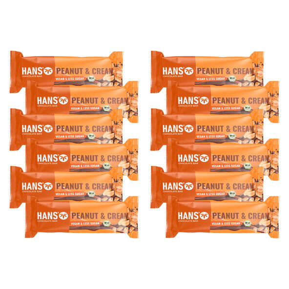 Bio Veganer Schokoriegel, Peanut & Cream, 12er Set (12 x 30g = 360g)