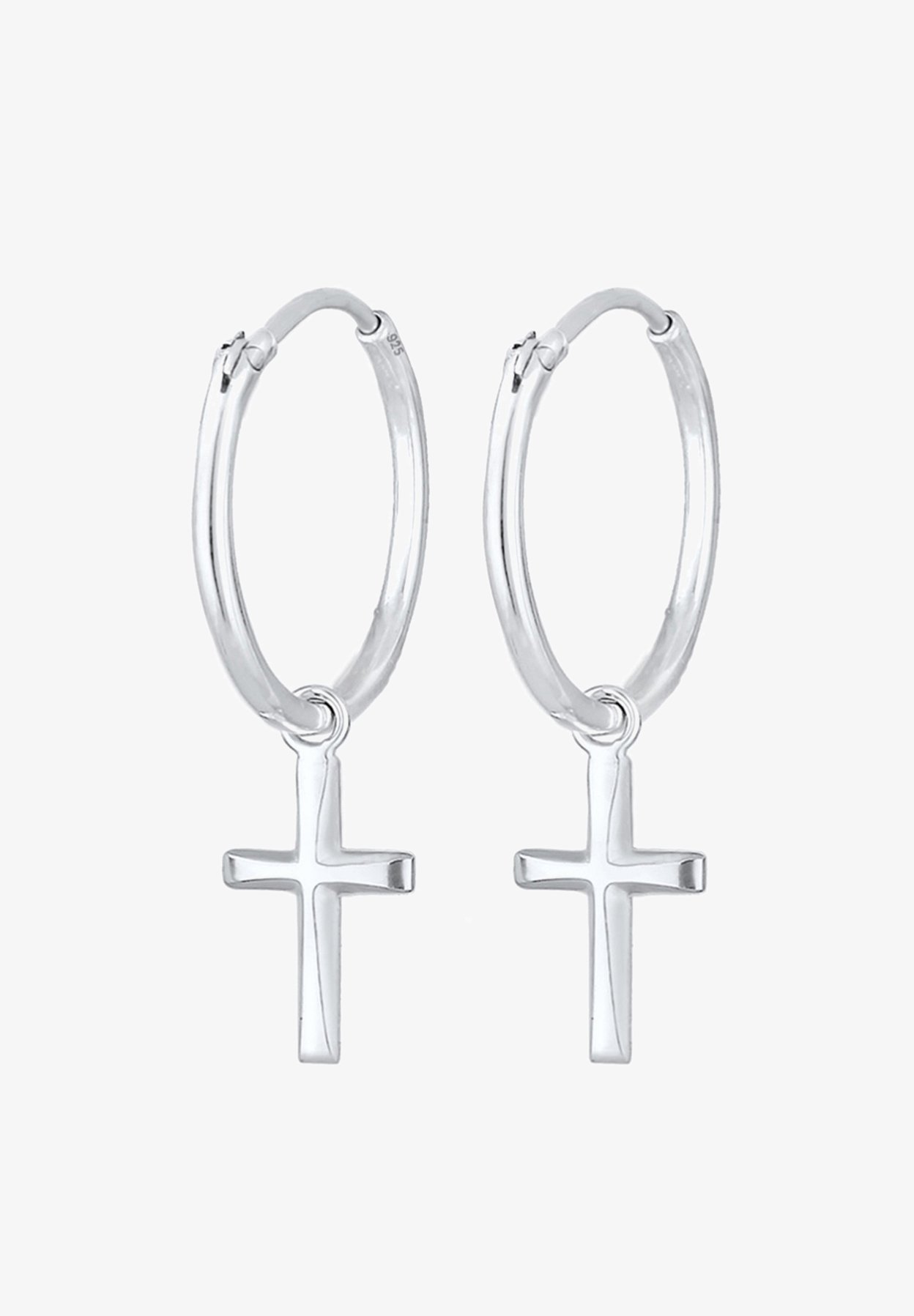 Boucles d'oreilles Elli HOOPS CROSS - couleur argent
