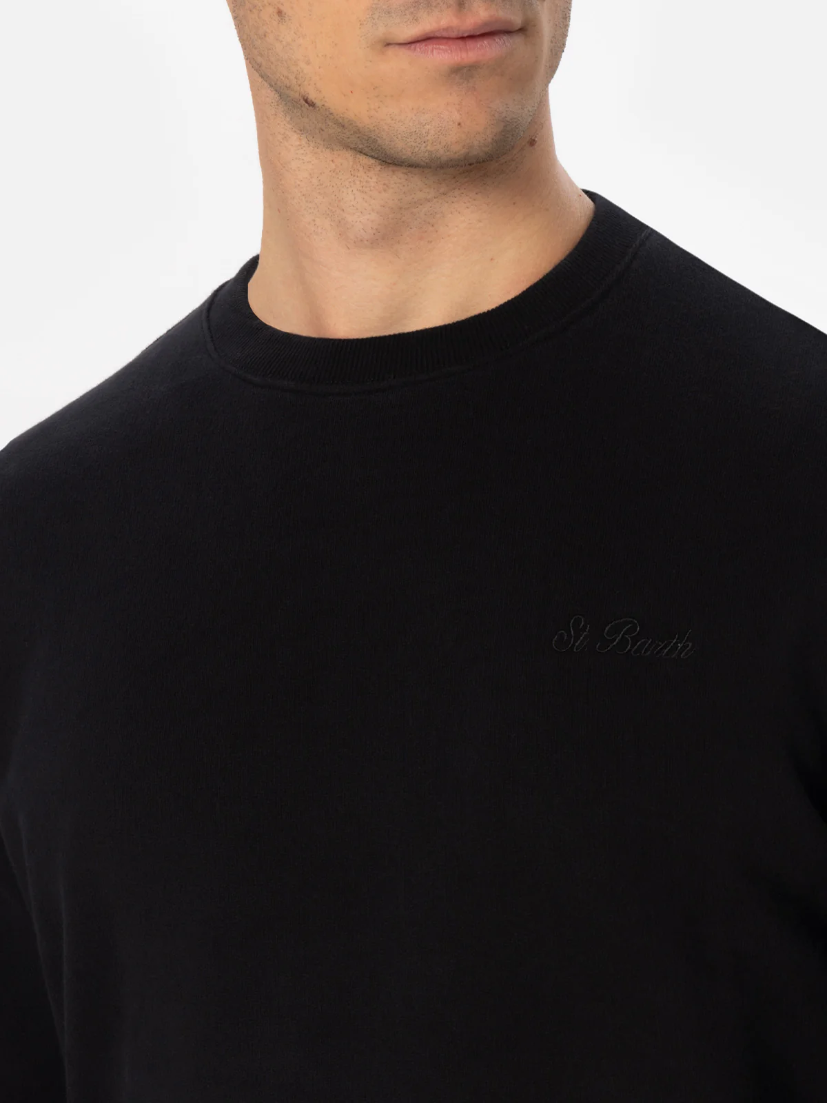 Soho herensweatshirt in zwart met St. Barth-borduurwerk