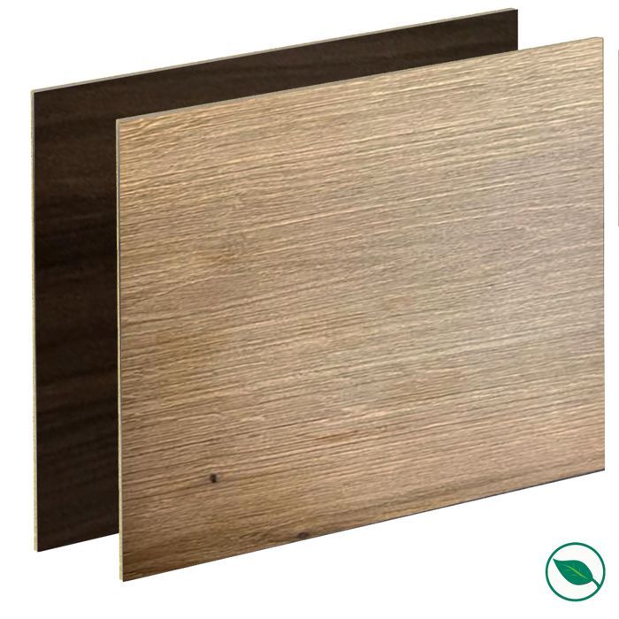 Reversible HPL laminate kitchen splashback, oak/brown oak, 3000 x 640 x 13.4 mm, FSC certified, FORESTEA certified. Dimensions: 3000 mm x 640 mm x 13.4 mm