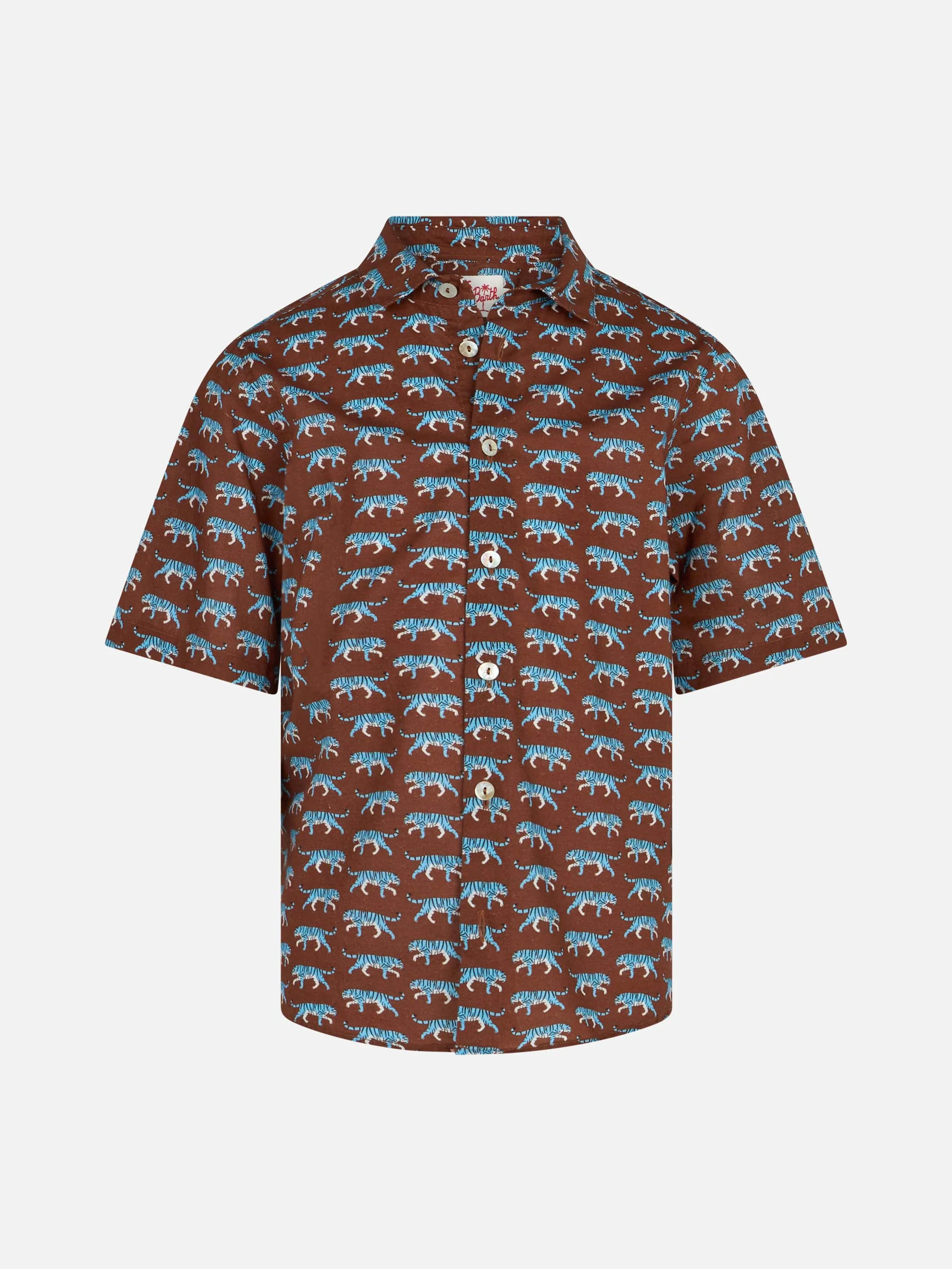 Sharouk Baby Brown katoenen mousseline shirt met tijgerprint