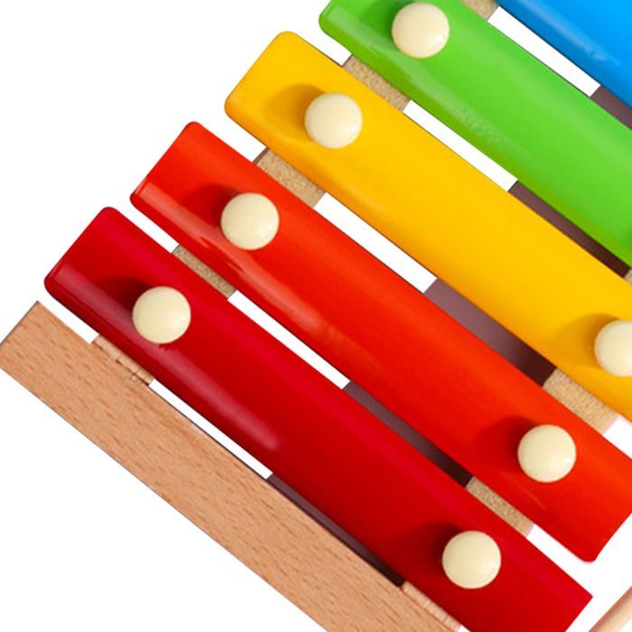 SALUTUYA Kinderxylofoon, 8-tonige houten xylofoon met gekleurde staven, professioneel educatief speelgoed, grenenhout