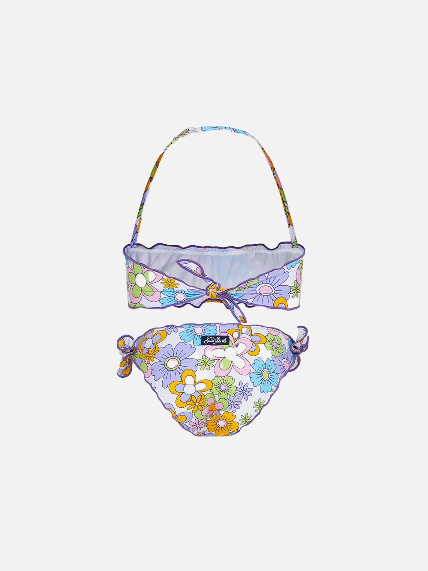 Mädchen-Bandeau-Bikini mit mehrfarbigem Blumenmuster