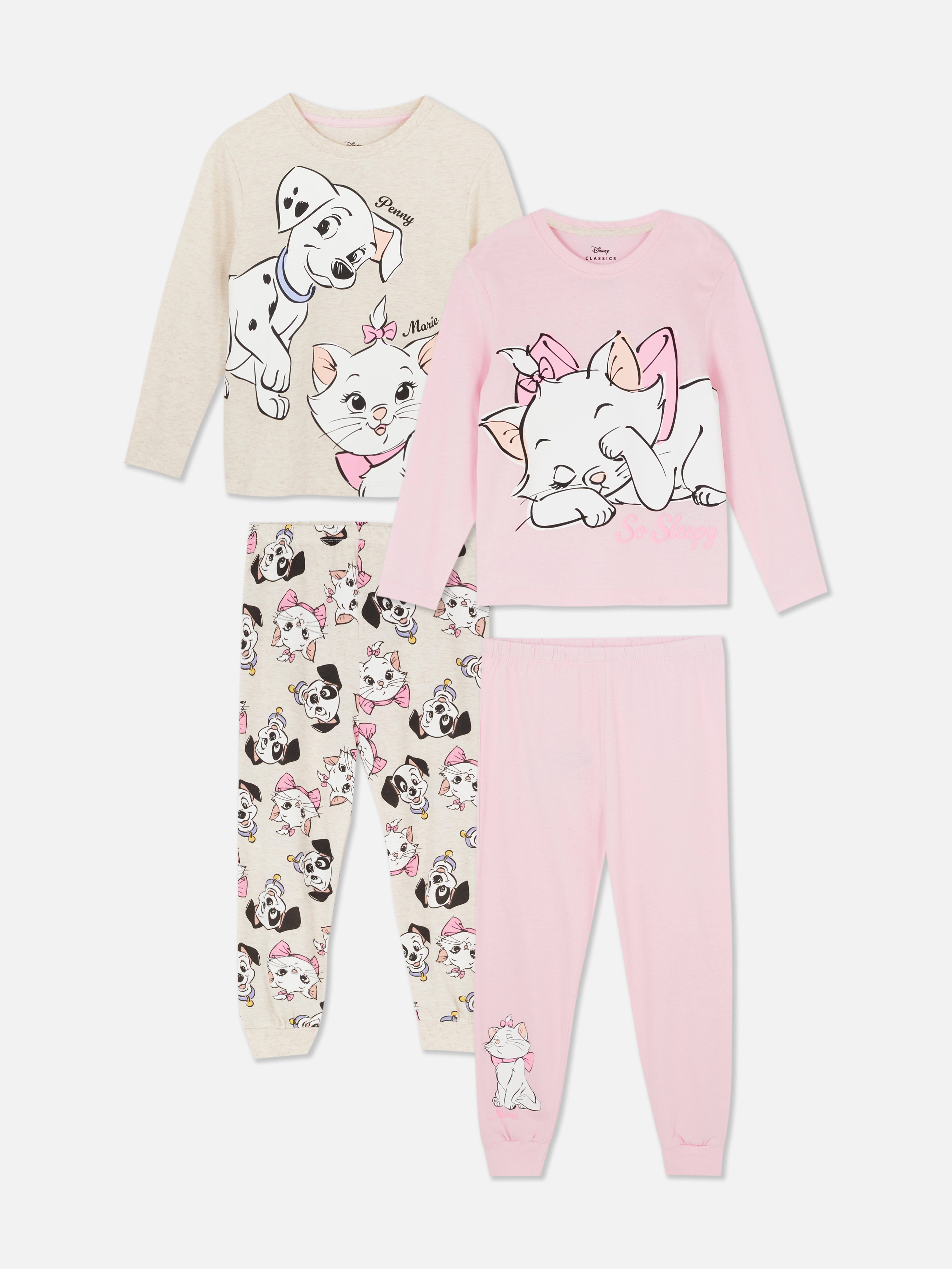 Pijamale lungi Disney Classics, set de 2. Două pijamale cu un top cu mânecă lungă și pantaloni cu personaje Disney.