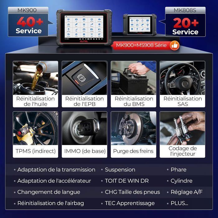 Diagnostic tool - AUTEL - MK900 (MX808S/MK808BT PRO) - 40+ special functions - CAN-FD/DoIP - Android 11, 64GB