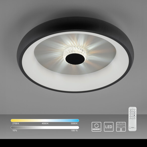 Lampă de tavan LED KUNEO Ø 45 cm, neagră