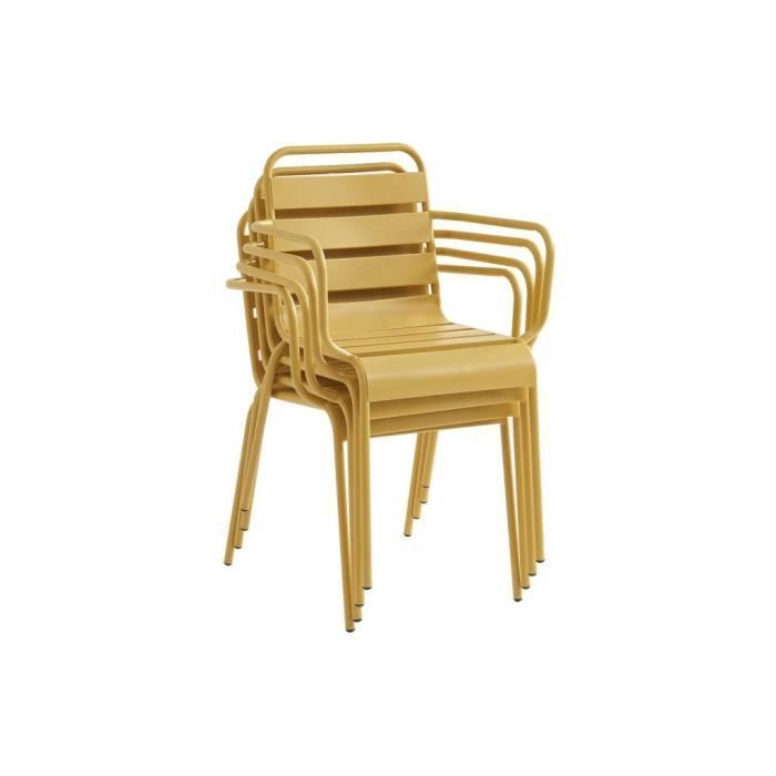 Conjunto de mesa y sillas de jardín de metal - Amarillo mostaza - MIRMANDE de MYLIA