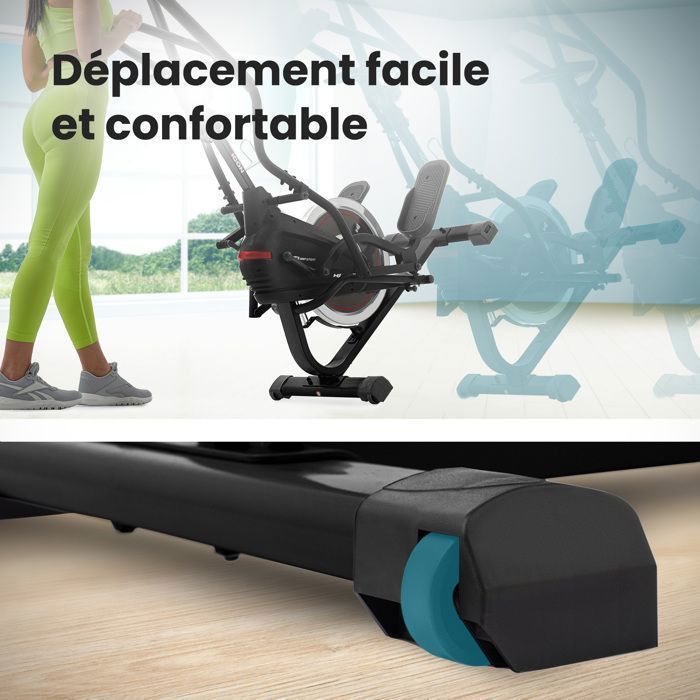 Hop-Sport HS-400B Icon 2-in-1 crosstrainer en stepper, 7 kg vliegwiel, 8 niveaus magnetische weerstand, max. 120 kg, zwart