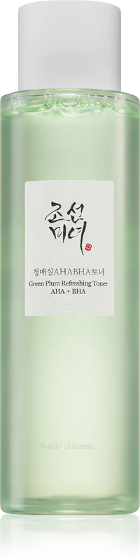 Tônico Refrescante de Ameixa Verde Beauty of Joseon com AHA + BHA, tônico esfoliante suave para uso diário.