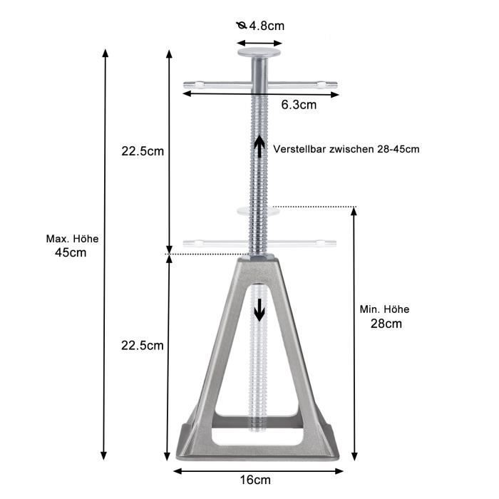 Velas YUENFONG - Juego de 2 - Aluminio - Capacidad de 1000 kg - Altura ajustable de 28 a 43 cm