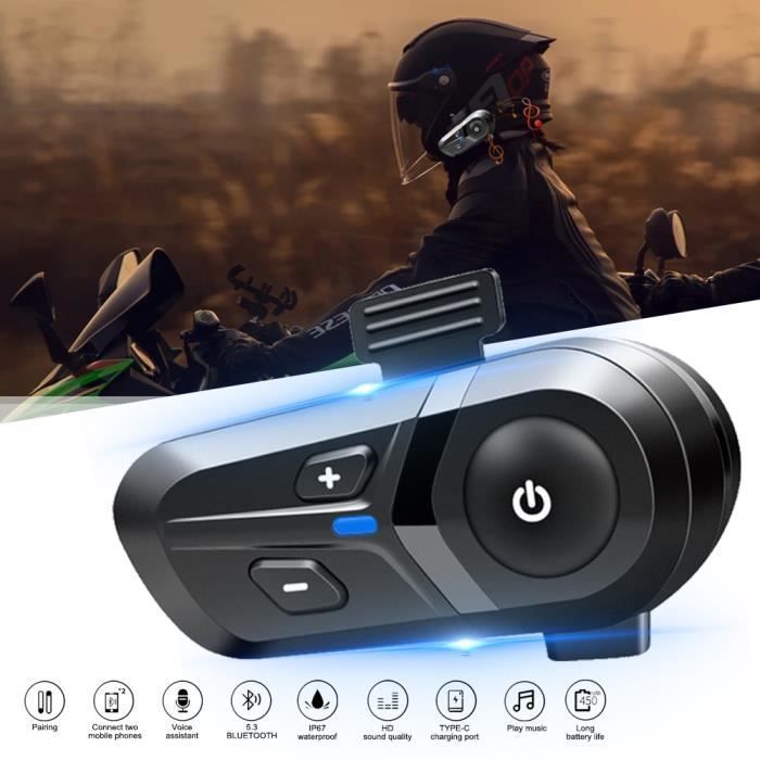 QINGQUE Bluetooth-Motorrad-Intercom – 5,3 Zoll – 120 Stunden Akkulaufzeit – 450 mAh Akku – IP67 wasserdicht