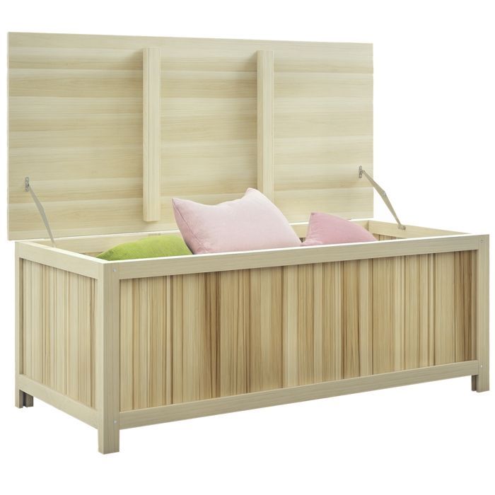 Outsunny - Baúl de almacenamiento - Madera de abeto - 120x55x45cm - Madera natural