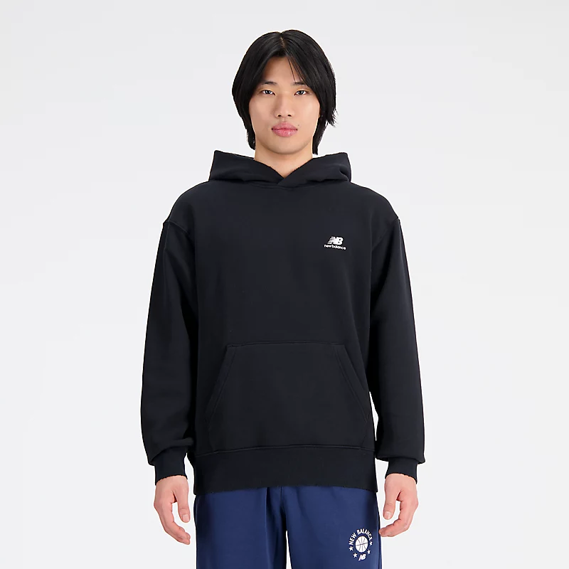 Męska bluza z kapturem Hoops Fleece - CZARNY
