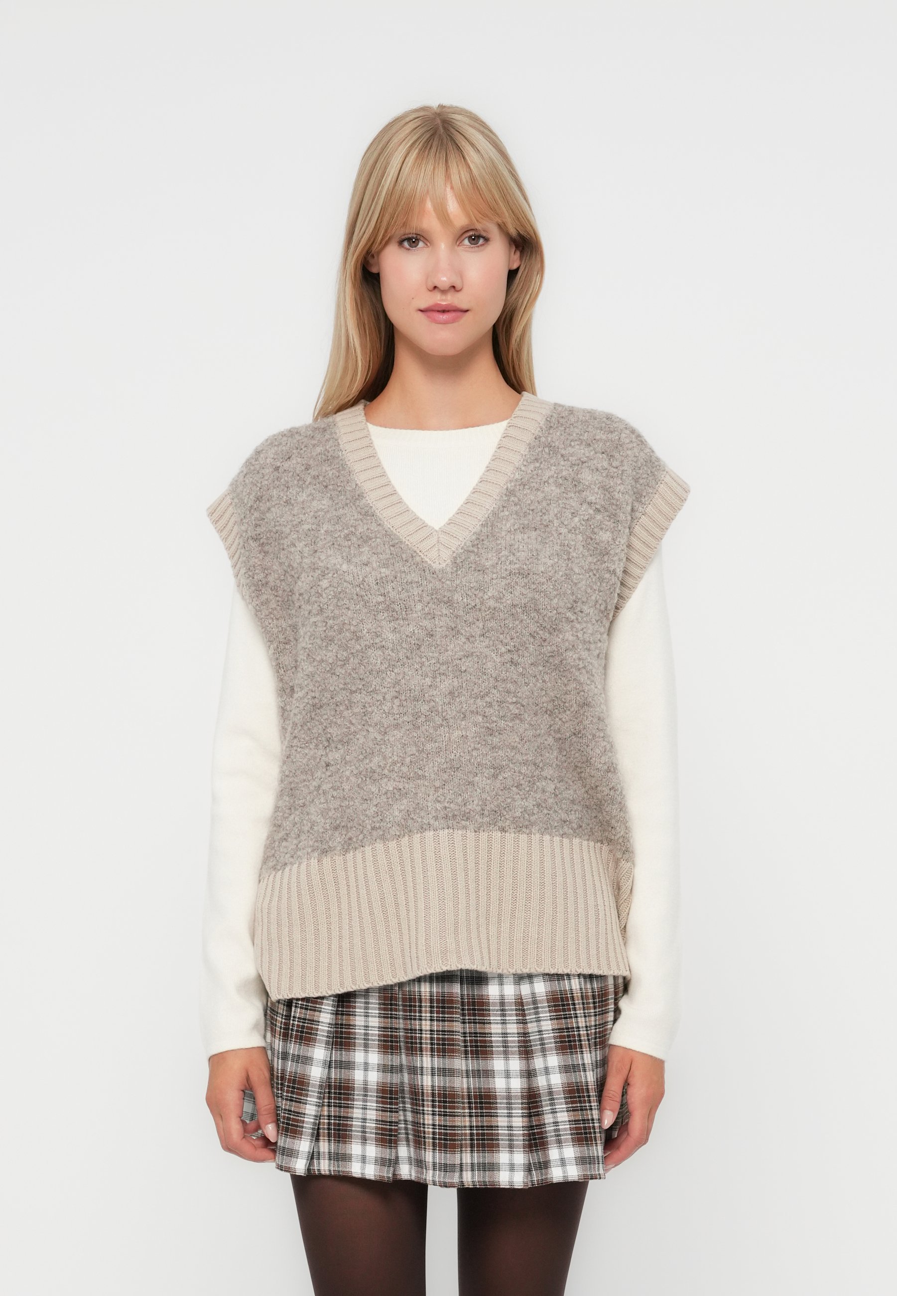 ONLY ONLCILLE VEST - Pulover - maro deschis