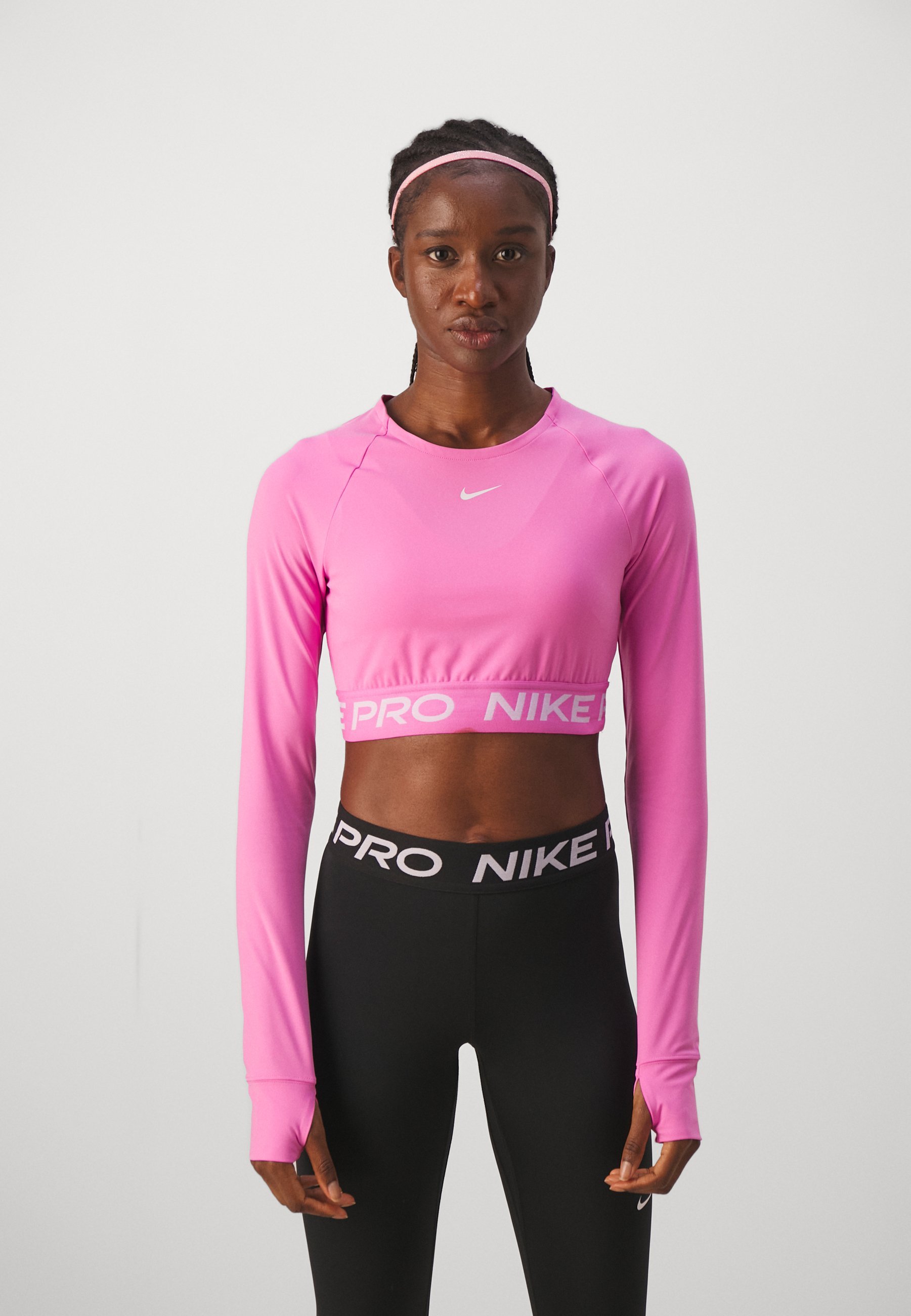 Nike Performance 365 CROP - Top met lange mouwen - speels roze/wit