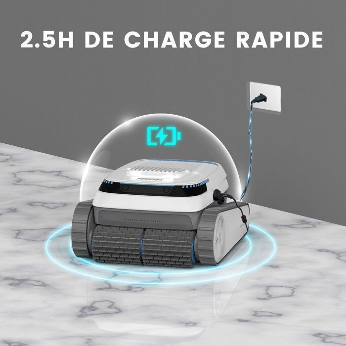 AIRROBO PC10 Draadloze Zwembadrobot, voor Wanden en Waterlijn, 120 Min & 170m² Accuduur, Krachtige Zuigkracht