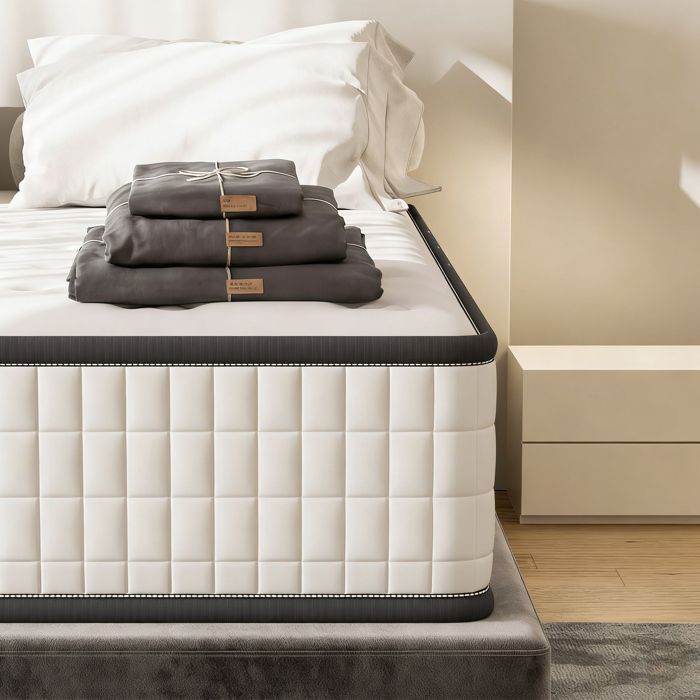 Colchón de 90x190cm, juego de cama completo, 16cm de grosor + Edredón de tela transpirable + Sábana + Funda de almohada, STANOW