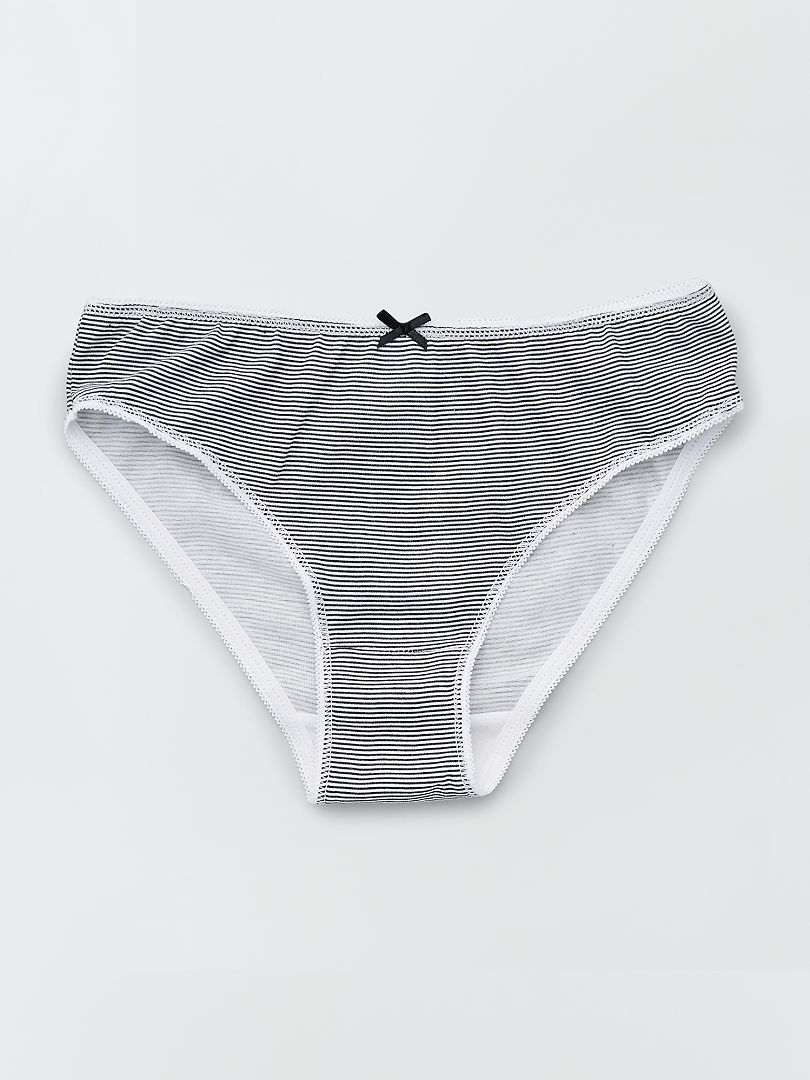 Jersey slips met strikpatroon - Set van 4 - Zwarte print