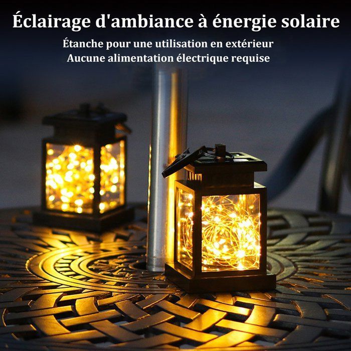 Lampe solaire exterieur,2pcs Lanterne solaire led exterieur a suspendre,Étanche,pour jardin,terrasse,véranda,pelouse,cour,trottoir