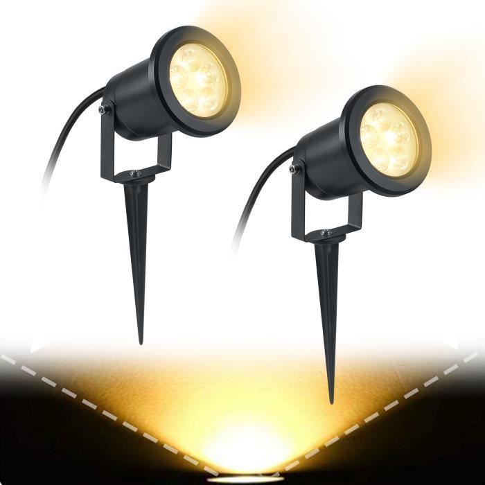 Projecteur de jardin - XMTECH - Lot de 2 - LED 4W - Blanc chaud - IP65 - Extérieur