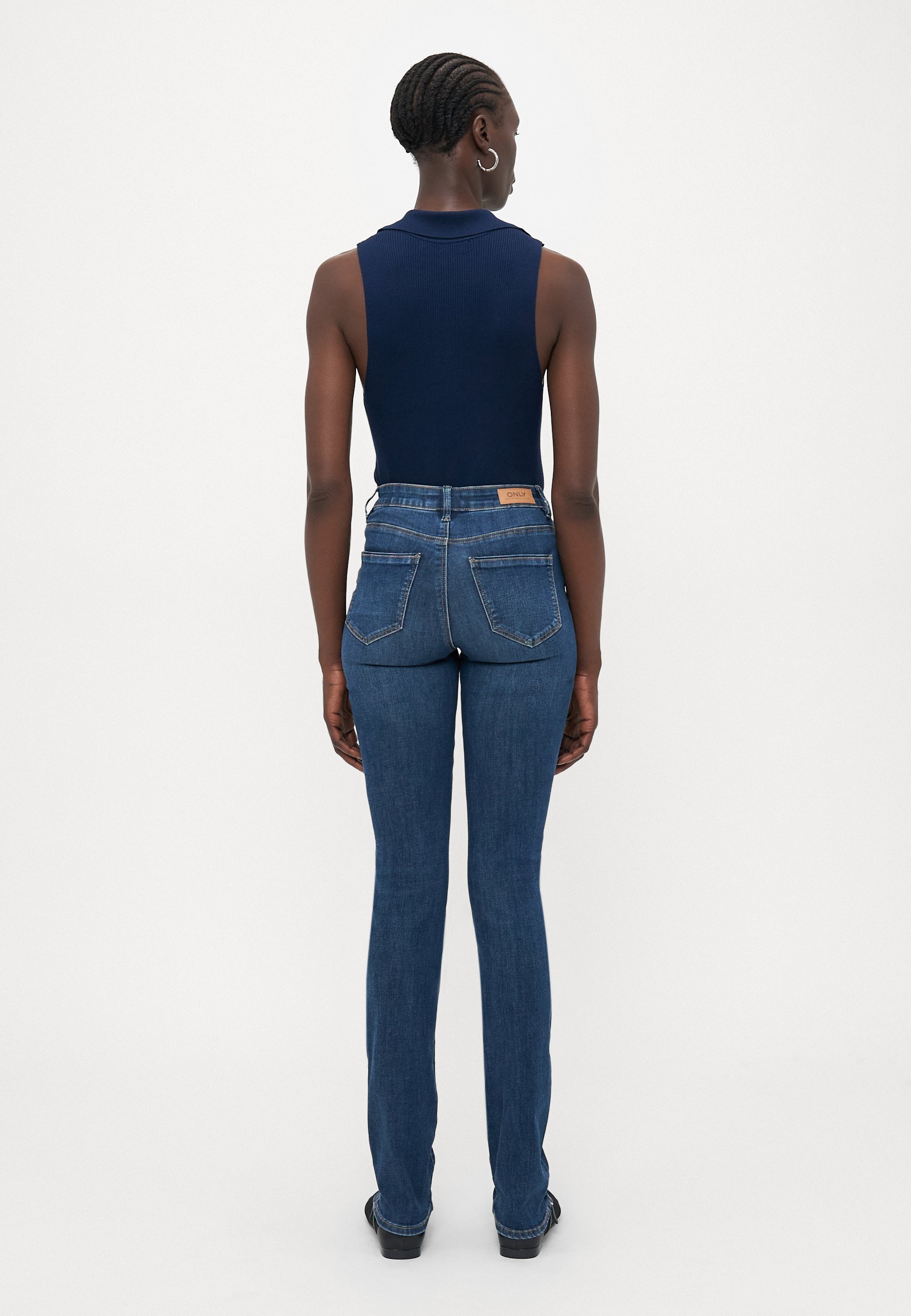 TYLKO wysokie ONLWAUW ŚREDNI STAN - Jeansy slim fit - ciemnoniebieski denim