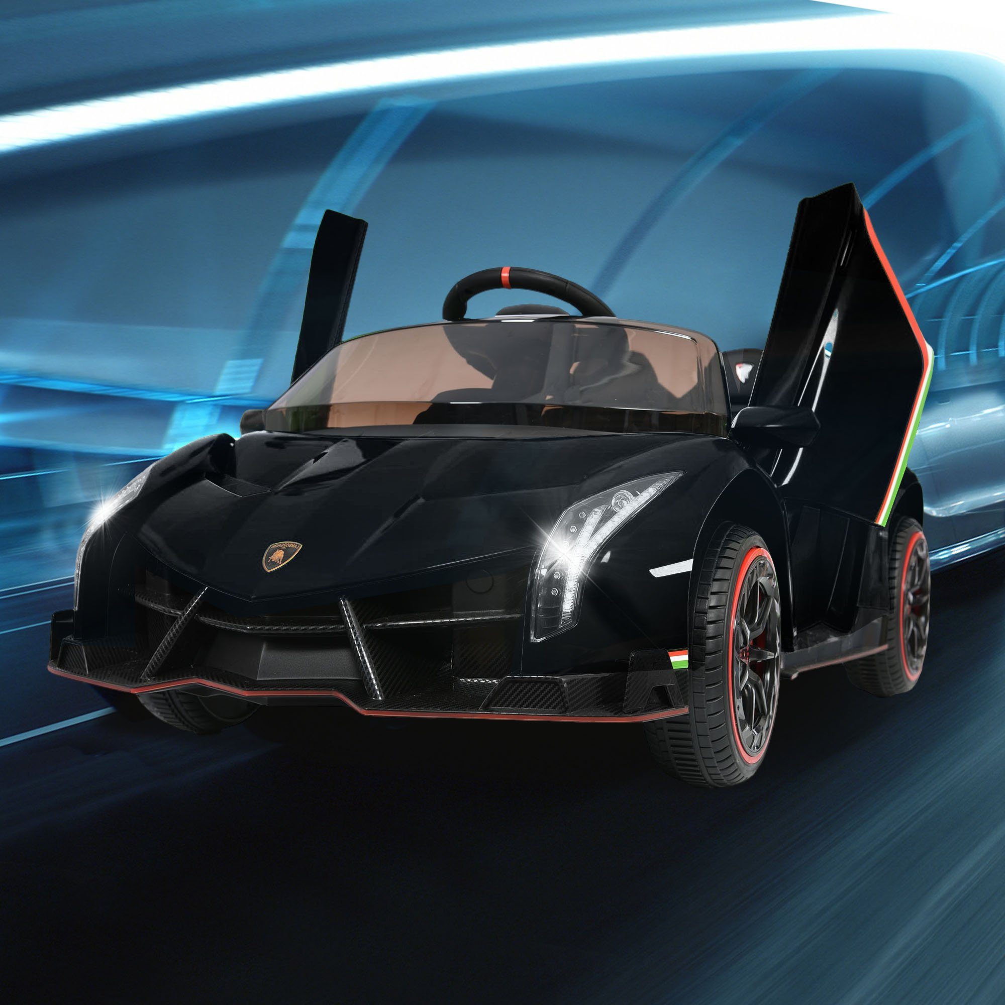 Elektrické dětské autíčko REDOM LAMBORGHINI VENENO 2 motory, Bluetooth, dvoukřídlé dveře, 3 rychlosti, MP3 hudba, vhodné pro děti od 3 let