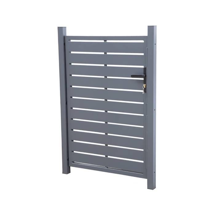 Puerta batiente de jardín de aluminio con cerradura y manilla. Puerta de aluminio de 100 x 146 cm.