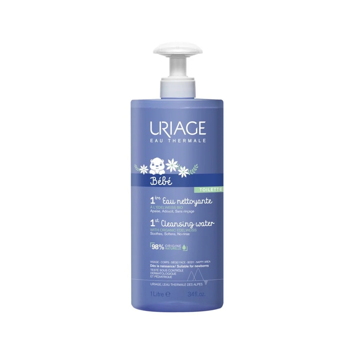URIAGE Uriage Bébé água de limpeza 1l Efeito de limpeza