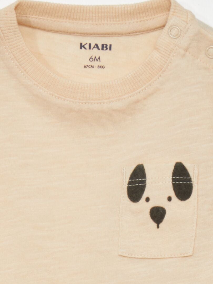 Geanimeerd T-shirt - BEIGE