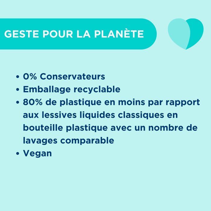 Lessive en feuilles L'ÉCLATANTE | Format pré-dosé, pratique et léger | 100% hydrosoluble, facile à utiliser et ranger | 25 feuilles