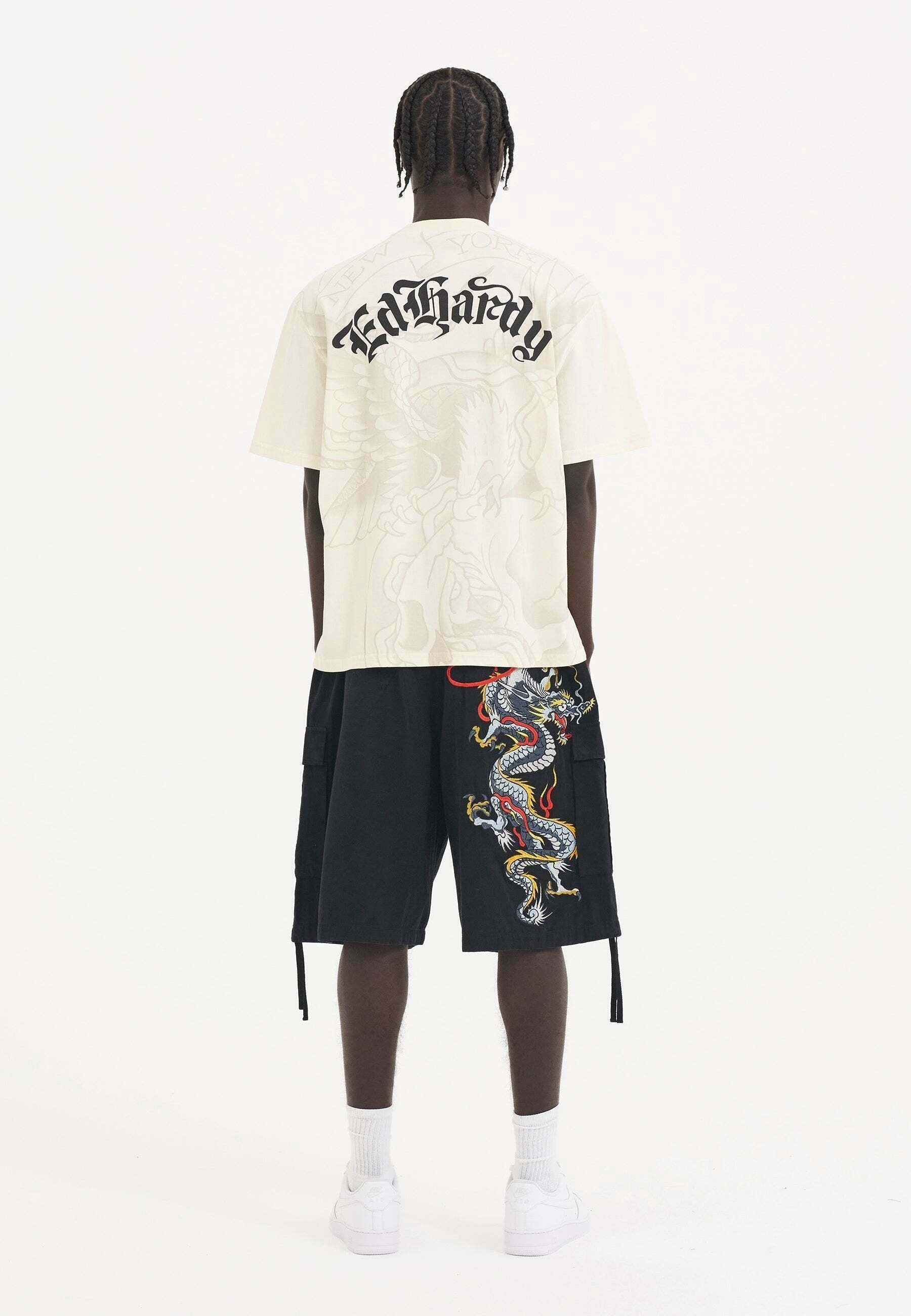 Ed Hardy T-shirt met print - beige