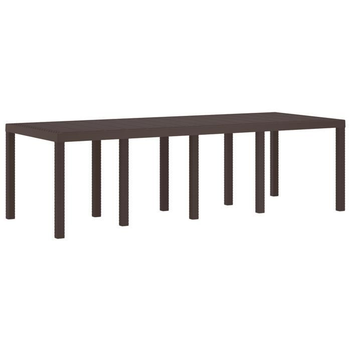 vidaXL Grande table de jardin rectangulaire | Mobilier d'extérieur marron, accueillant jusqu'à 8 personnes, surface lisse 871693