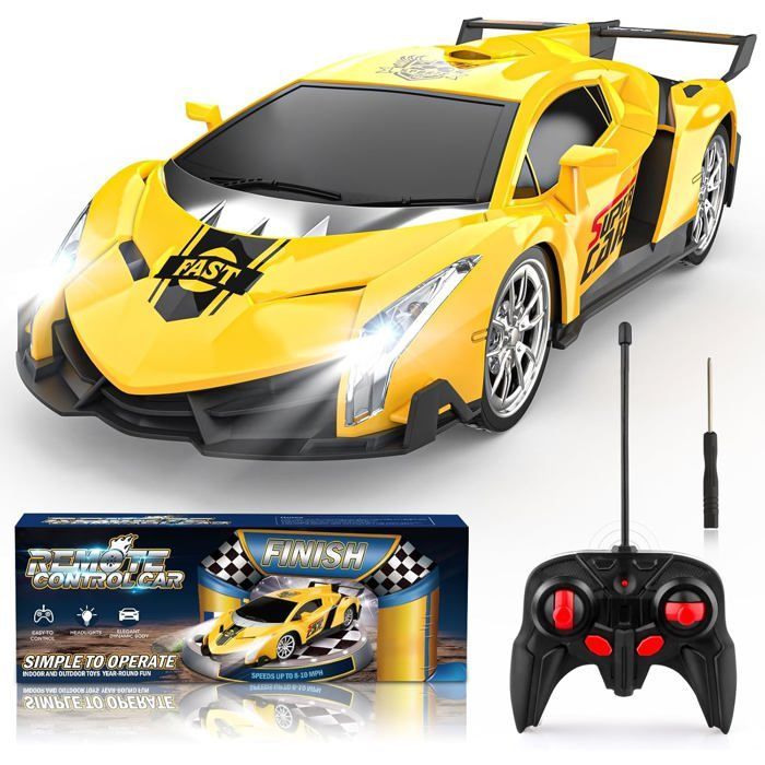 Voiture Télécommandée,1:18 Voiture De Course Cadeau Pour Enfants 3 4 5 6 7 8 Ans,Véhicule Téléguidée Radiocommandé Avec Led Lumièr
