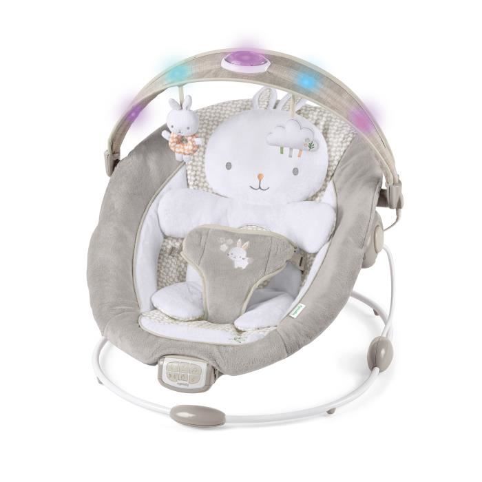 INGENUITY Baby Comfort Bouncer Little Rabbit, met verlichte activiteitenboog, afneembaar verkleinkussen, babycadeau