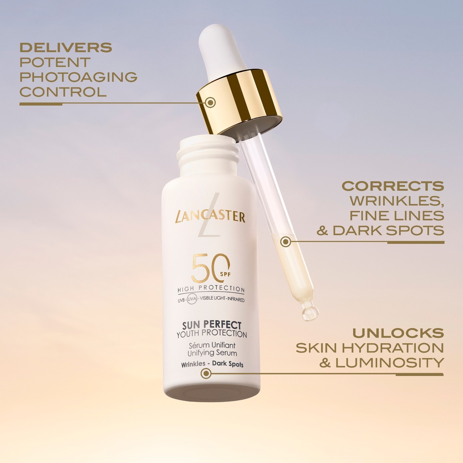 Lancaster krema za sunčanje Sun Perfect ujednačujući serum SPF50 - 30 ml