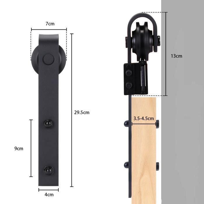 MOGOD 244cm Kit de Quincaillerie Porte de Grange Coulissante Kit Rail Porte Coulissante pour Double Porte/I-Forme
