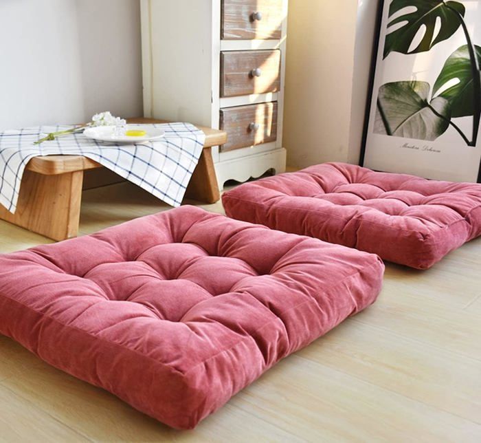 1 piece Seat Cushion Chair Cushion, 55x55x10cm Floor Cushion, Polyester Cover and Cotton Filling, Red