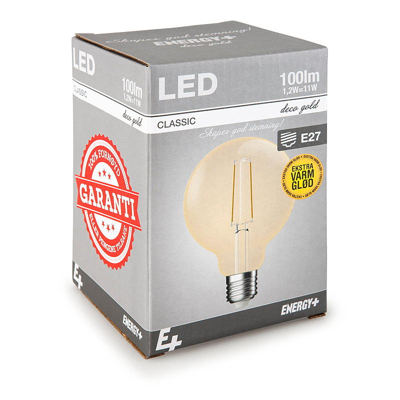 Energisparlampa LED 100 lm Deco guld klar E27 G95 E