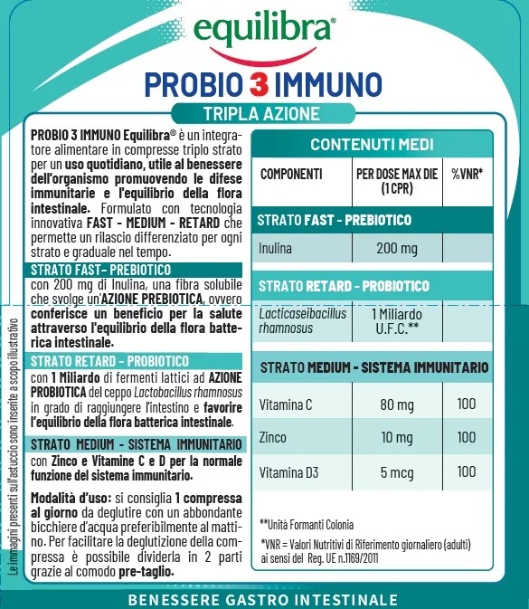 EQUILIBRA Equilibra Probio 3 Immuno 30 tabletten Melkzuurfermenten en vitaminen
