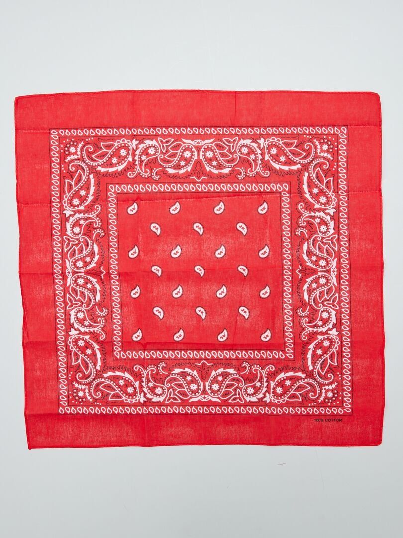 Bandana bawełniana z nadrukiem - CZERWONA