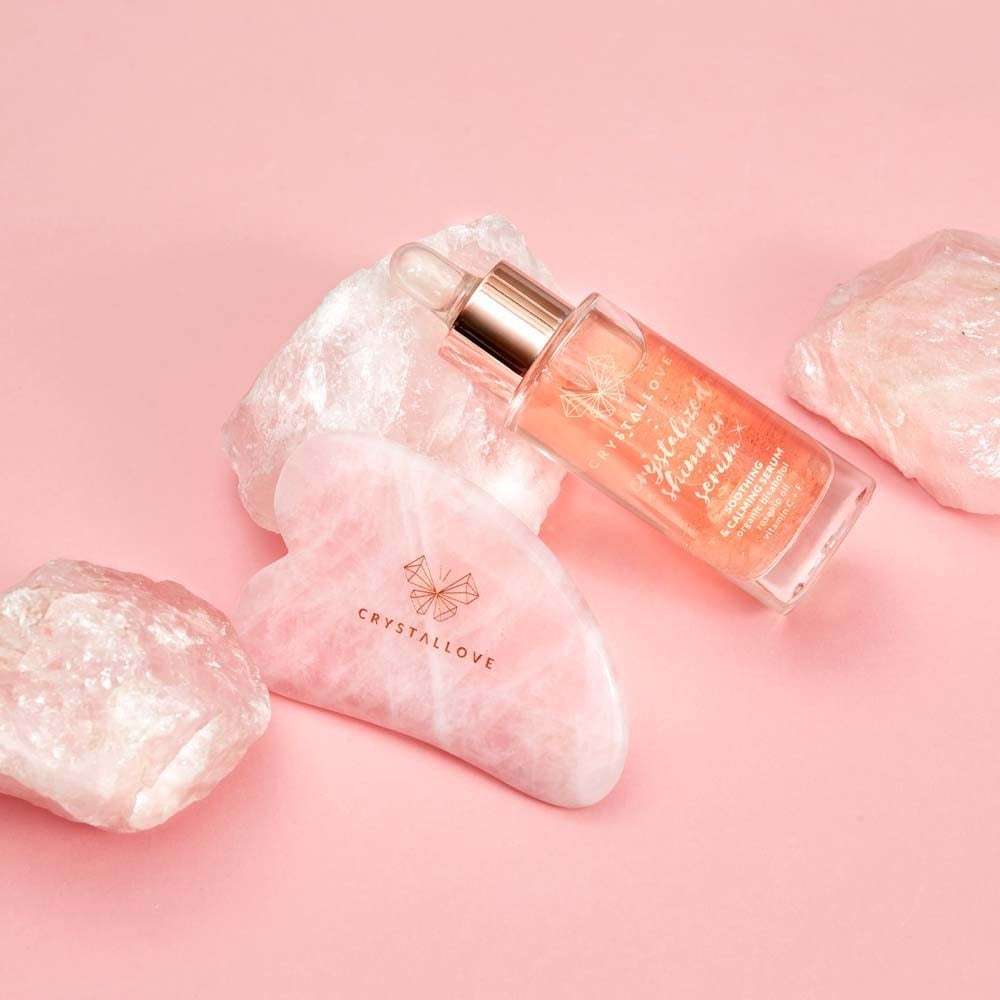 Crystallove Gesichtsmassagegerät Gua Sha – Rosenquarz – 1 komad