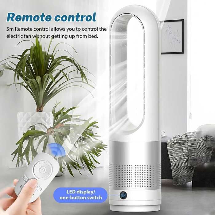 Ventilador sin aspas - Multicolor - 18 pulgadas - Control remoto - Silencioso - Temporizador de 8 horas