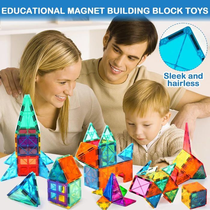 Constructions Magnétiques - ZIG-ZAG TERRITOIRES - Modèle Parent - 54 Pièces - 3 Ans - Couleurs Vives