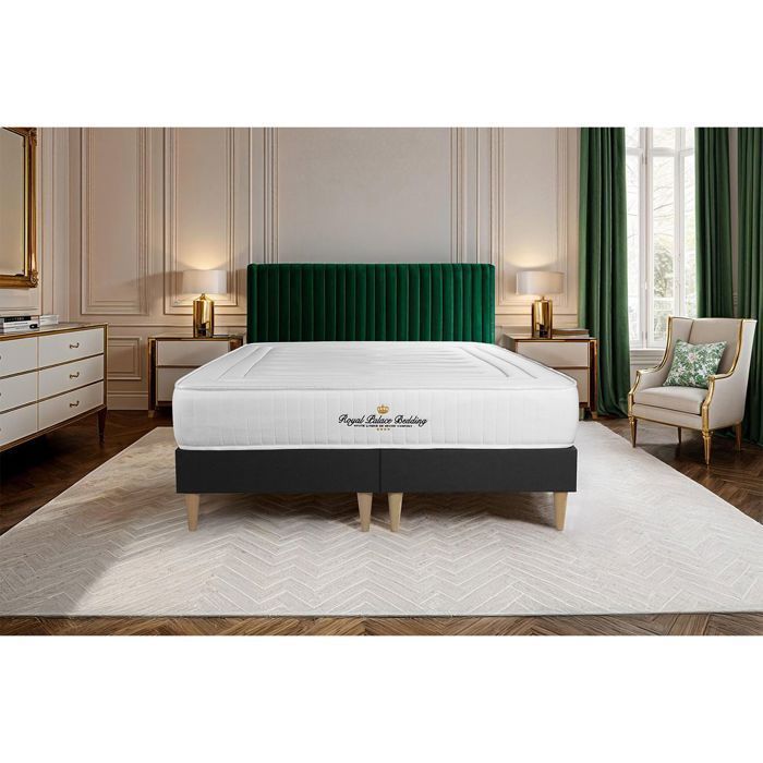 Lancaster 200x200cm Bed Base and Mattress Set with Pocket Springs and Memory Foam - 22cm - Firm - Double Bed Bases - Black