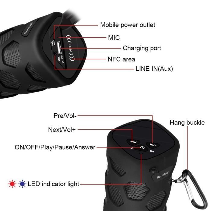 Link-e ®: Portable Bluetooth speaker, waterproof, dustproof and shockproof - NFC, hands-free function, microphone...