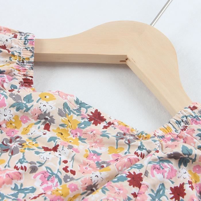 Conjunto de 2 piezas para niñas: Top de manga abullonada con estampado floral, shorts, camiseta transpirable, rosa