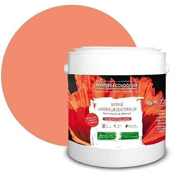 Natural Coral Pink Eco-Friendly Paint for Interior and Exterior Use, Satin Finish - 2.5L - 33m