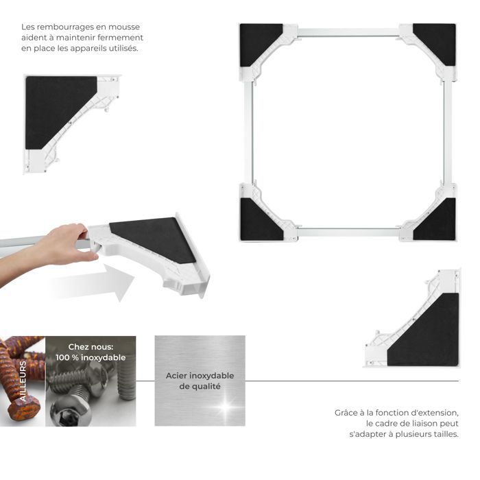 Kit de apilamiento - TECTAKE - PARRET, bastidor de conexión para lavadoras y secadoras, ajustable con cuerda.