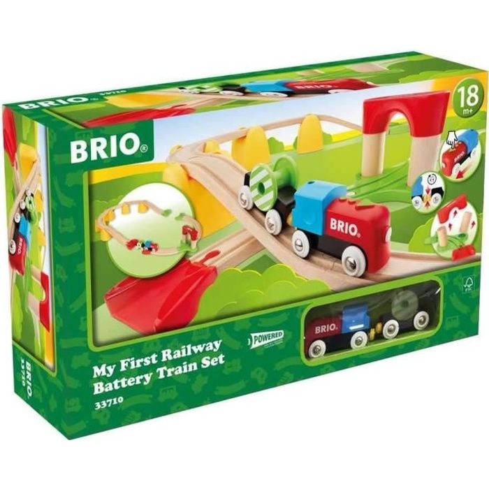 BRIO 33710 Set trenino a batteria - La mia prima ferrovia - Set completo da 25 pezzi con trenino elettrico